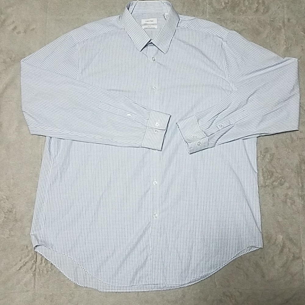 Calvin Klein Light Blue Checkered Button Up Shirt